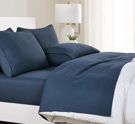 TAHARI Bedsheet Set Modern Navy King 6PCS WRINKLE/STAIN Resistant