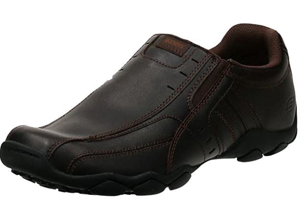 SKECHERS Footwear Usa Men's DIAMETER-NERVES SLIP-ON Brown Leather Loafer