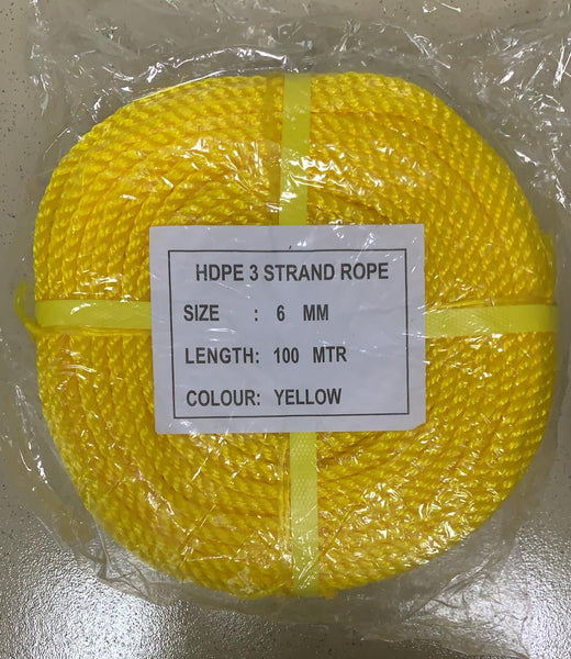 Rope 6MM X 100 Mtr Roll Hdpe (4LBS)