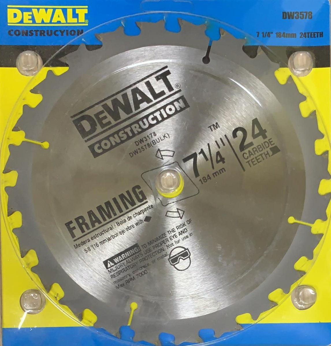 DEWALT Blade Circle 7 1/4" 24T P/CASE DW3578