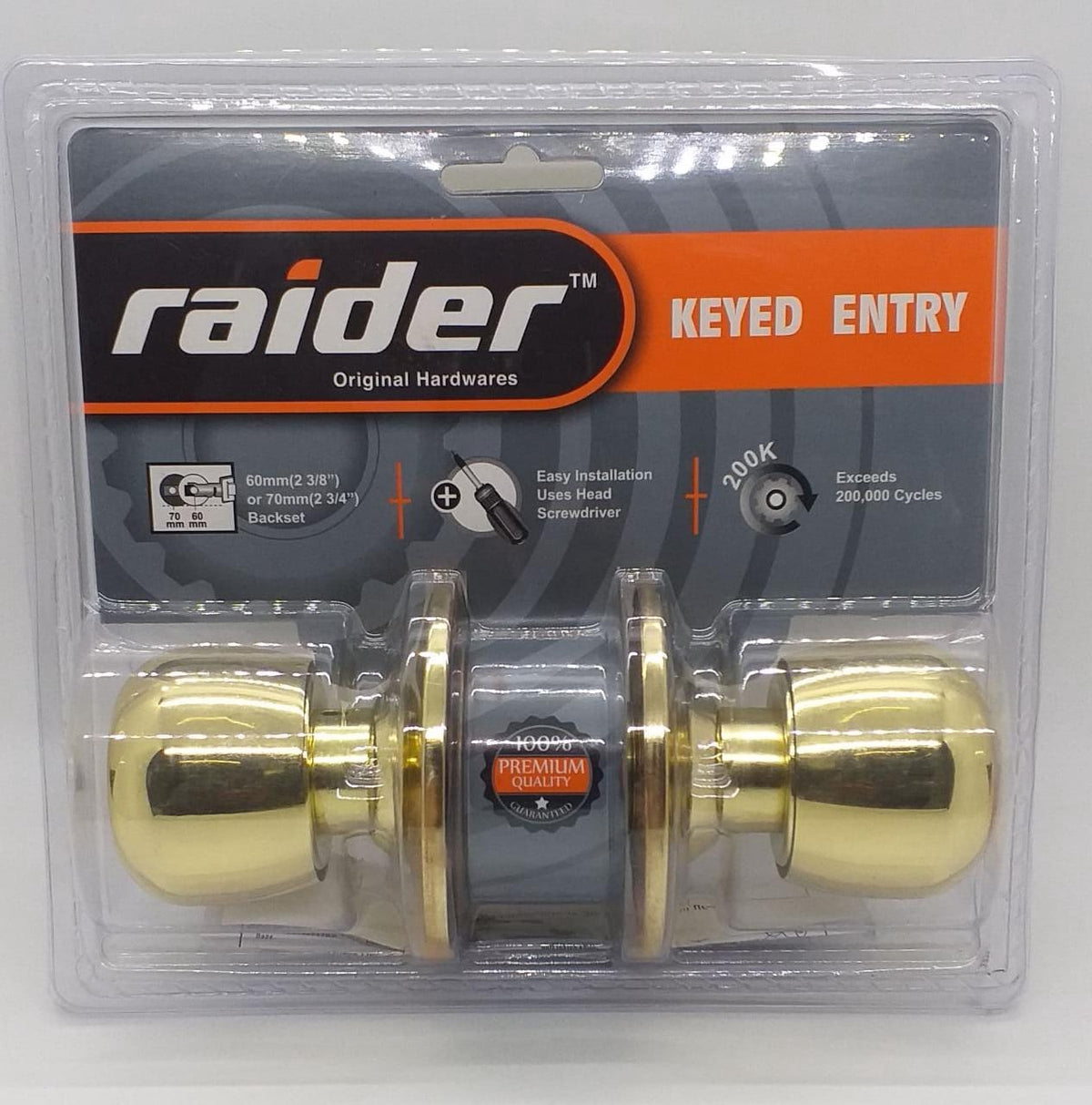 RAIDER Lock Knob Pb Keyed #3481 PB-ML-ET