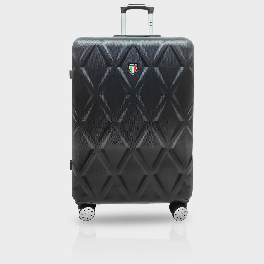 TUCCI ITALY Luggage Suitcase Large 28" Alveare T0328-28IN-BLK ABS Hard Cover 4 Wheel Spinner Black