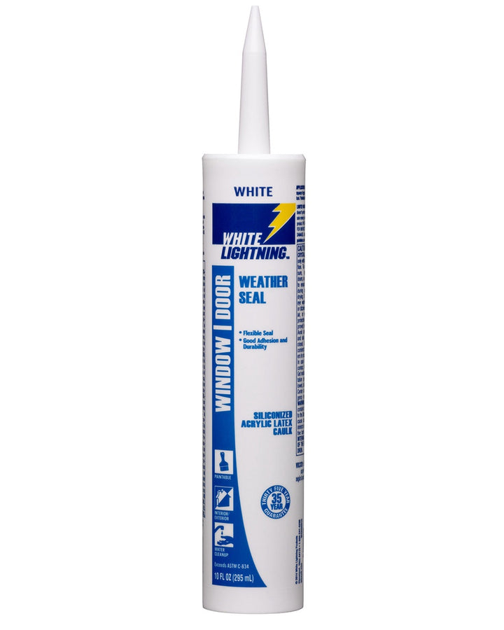 WHITE LIGHTNING Silicone Window Door White Weather Seal Siliconized Acrylic Latex Caulk 10 OZ