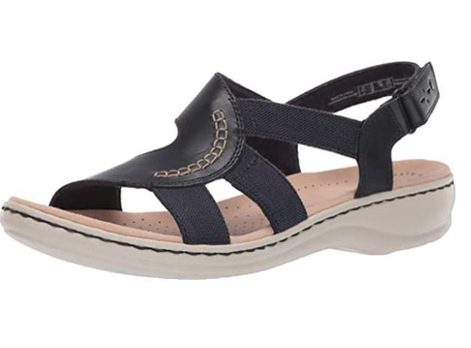 CLARKS Footwear Women's Leisa Joy Navy LEATHER/TEXTILE Combo