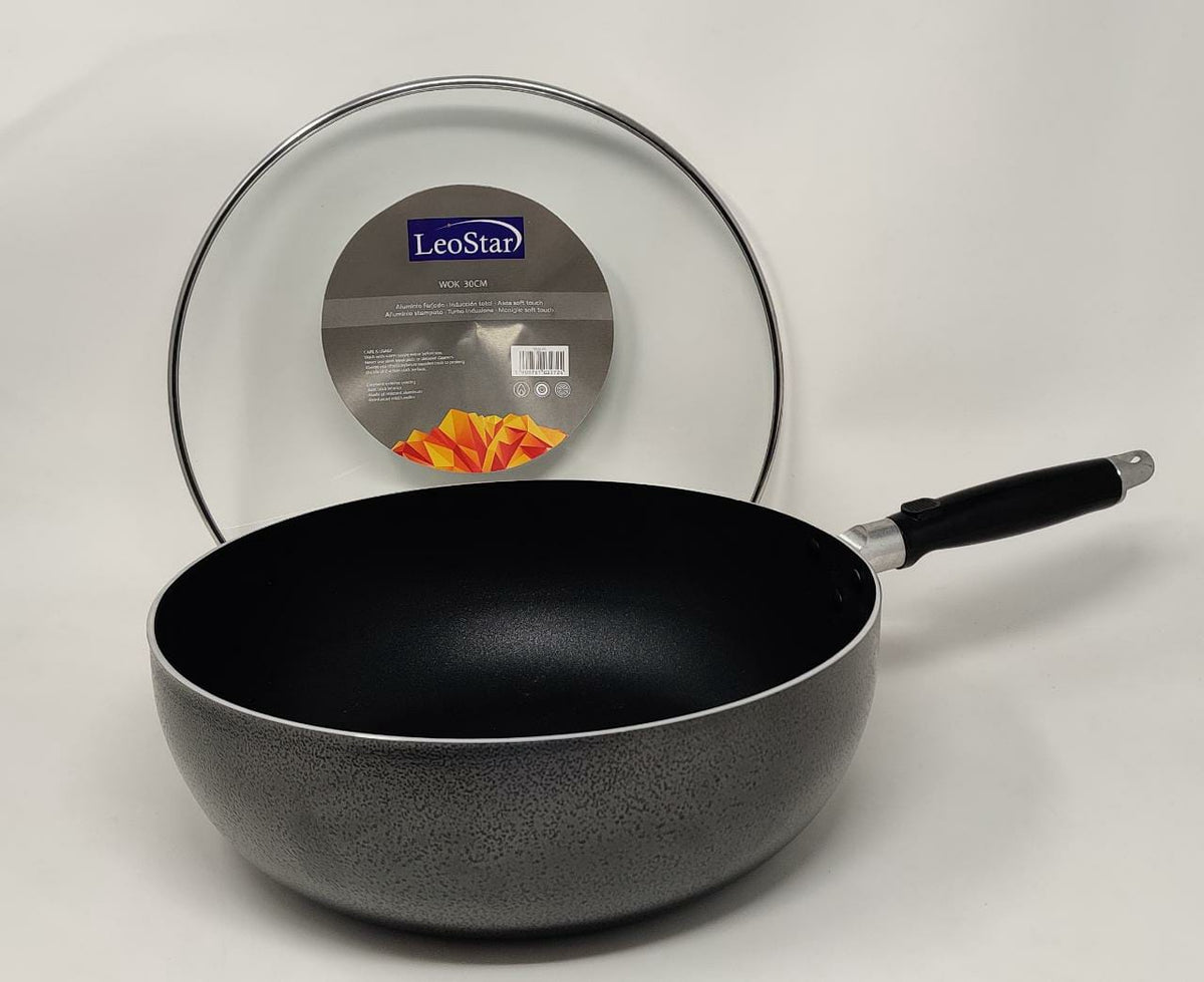 LEOSTAR Wok Pan WM30 with Glass Lid 30CM