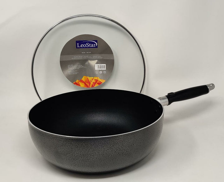 LEOSTAR Wok Pan WM30 with Glass Lid 30CM