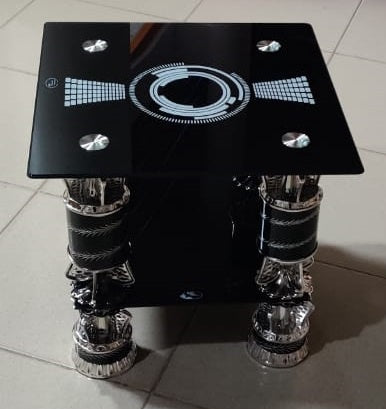 Glass Table Square Black & Silver CJ332