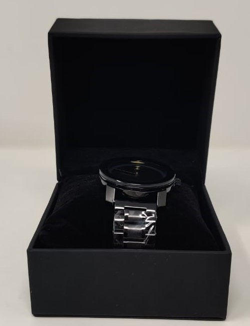 GENERIC Watch Fashion Men Black with Metal Strap Broad