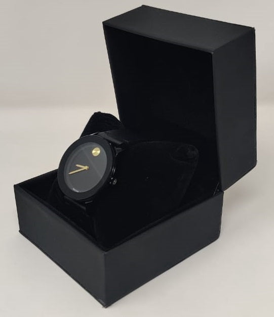 GENERIC Watch Fashion Men Black with Black Leather Smooth Strap