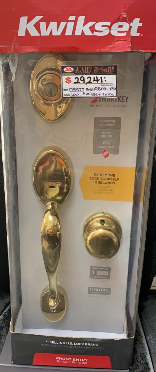 KWIKSET Lock Front Entry 98001-096 Gold Lge