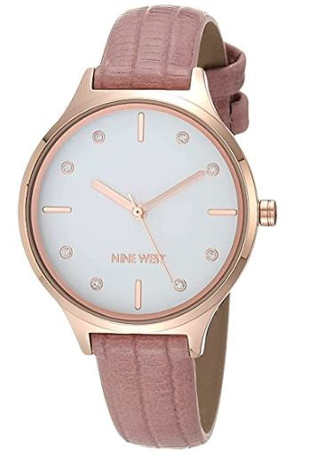NINE WEST Watch Women's Crystal Accented Patterned Strap Blush 2556RGPK