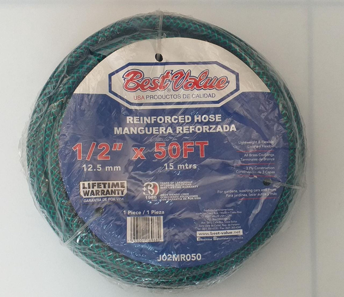BEST VALUE Hose 1/2" X 50FT Green Reinforced Roll #J02MR050 Medium Duty