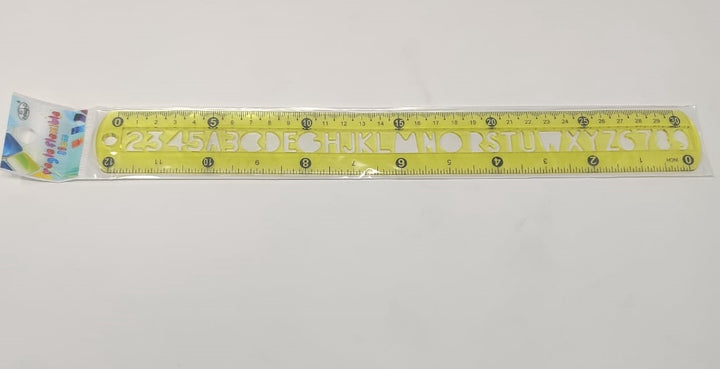 Stationery Ruler Regle Flexible Plastic Colored 12" 30CM with Stencil