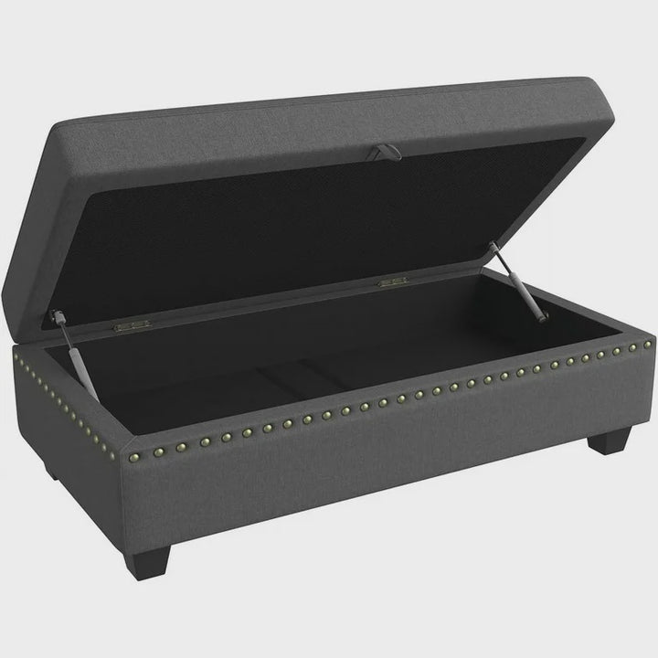 HONBAY Ottoman Storage Upholstered Grey Large