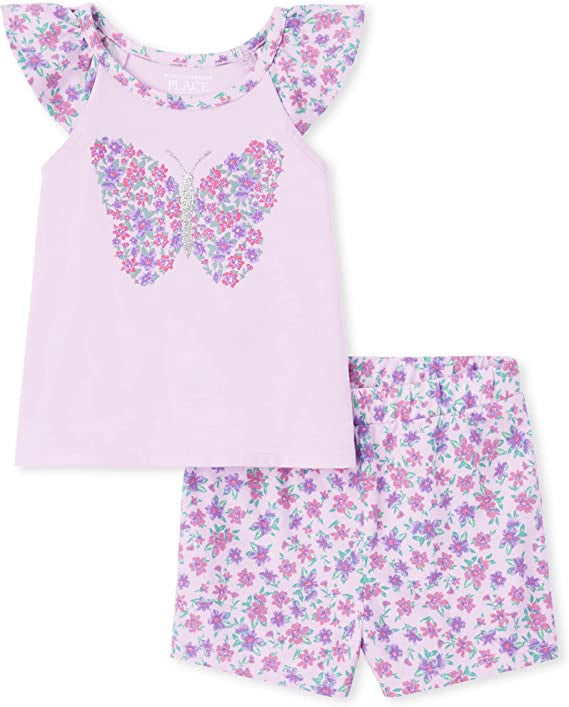 THE CHILDREN'S PLACE Baby Top & Shorts Set Toddler CORAL/LILAC