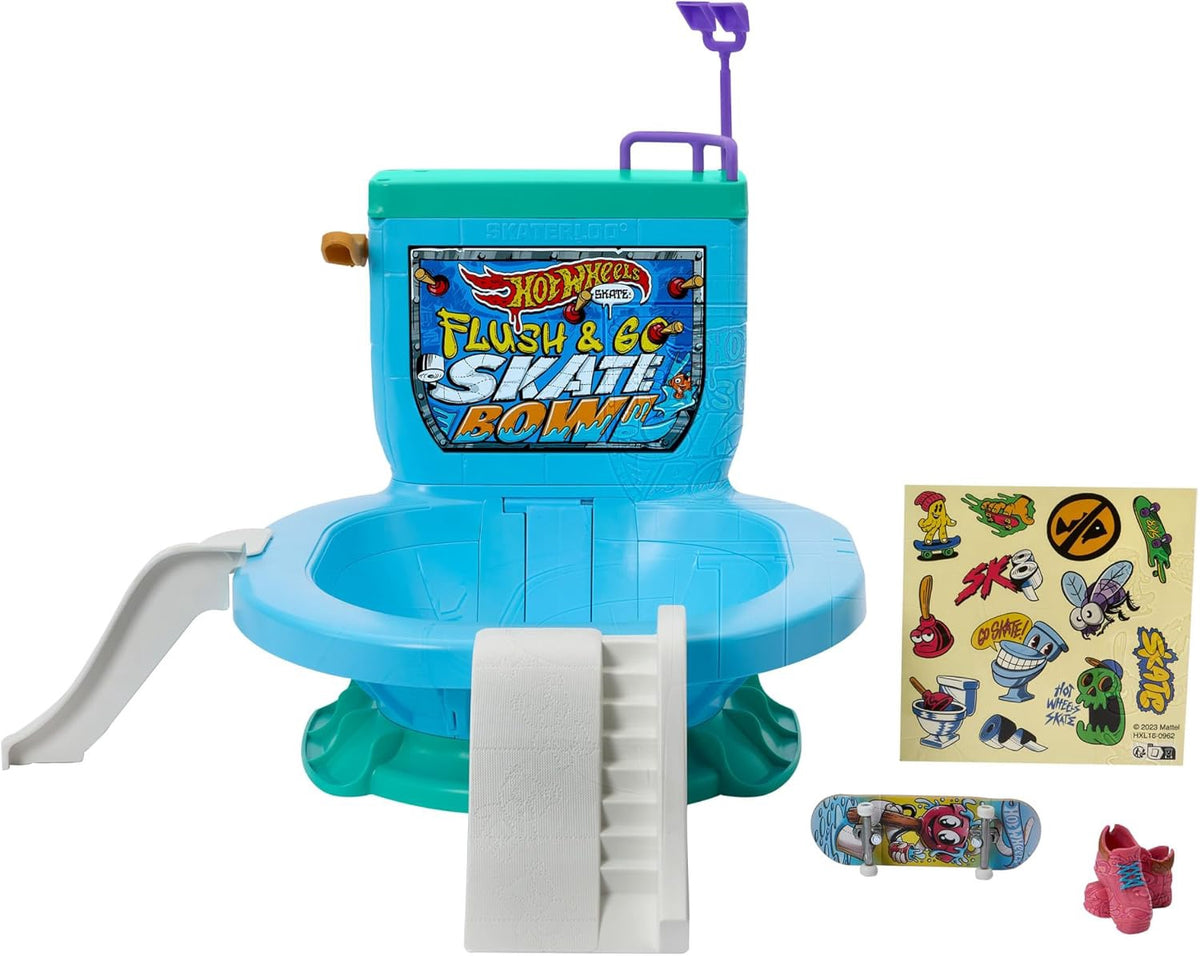 HOT WHEELS Toy Skate Fingerboard Flush & Go Skate Park