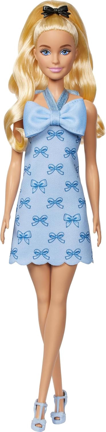 BARBIE Toy Doll Fashionistas Wearing Blue Bow Dress