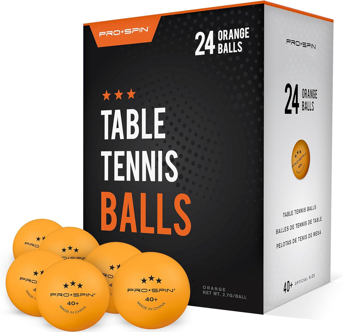 Table Tennis Balls Pro Spin 24PCS Orange