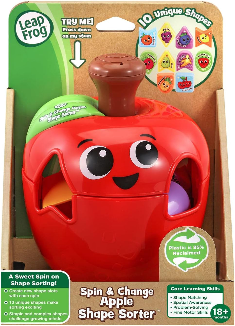 LEAPFROG Toy Spin and Change Apple Shape Sorter