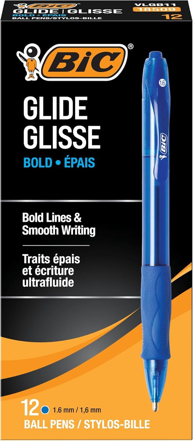 BIC Stationery Pen Glide Bold Ballpoint Blue 12PC Box