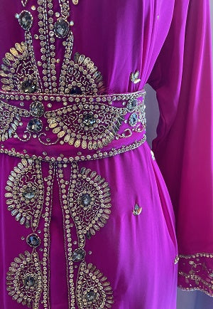 GENERIC Gown Beaded Pink with Gold Stones and Band