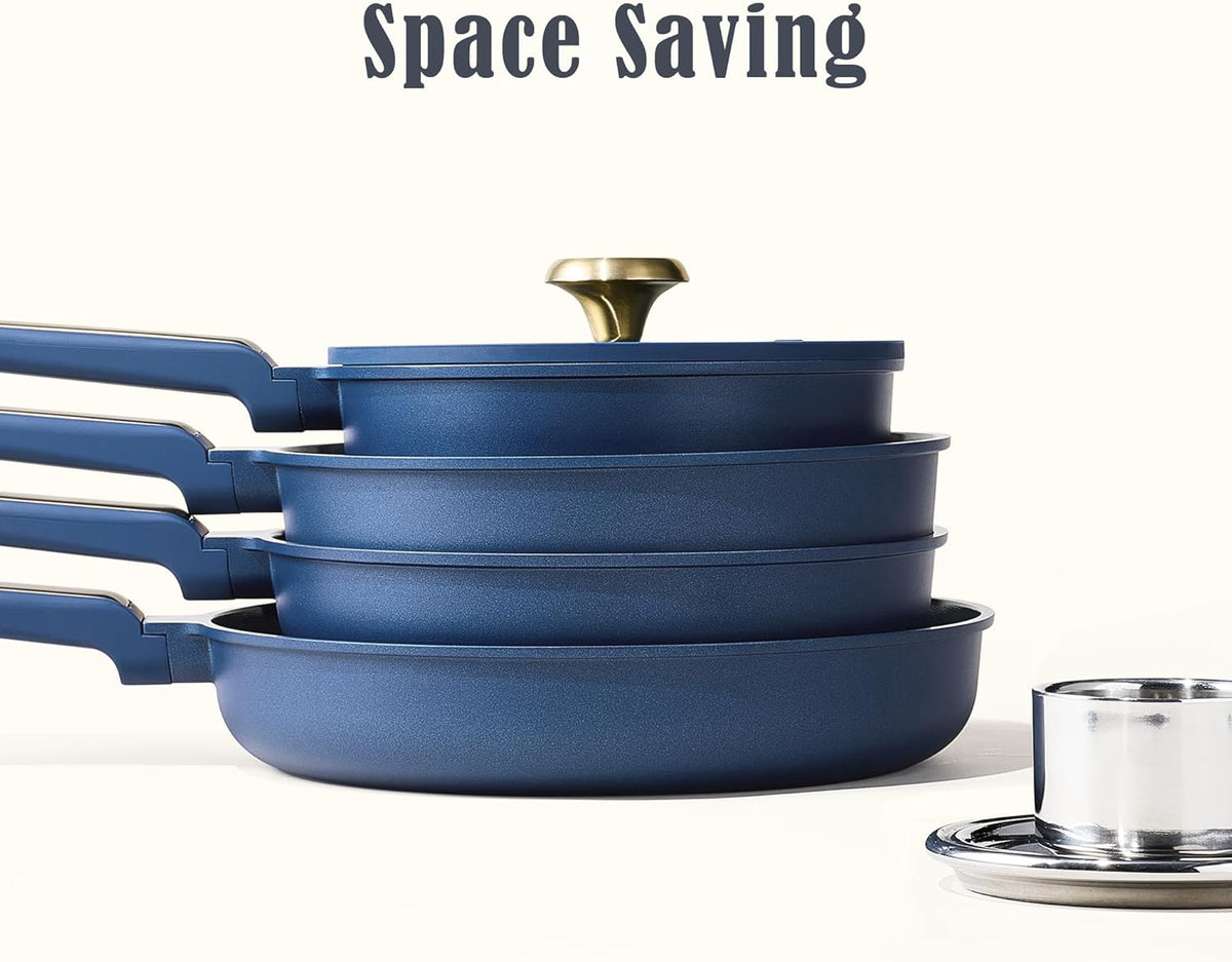 CAROTE Pot Set Non Stick 16PCS Blue