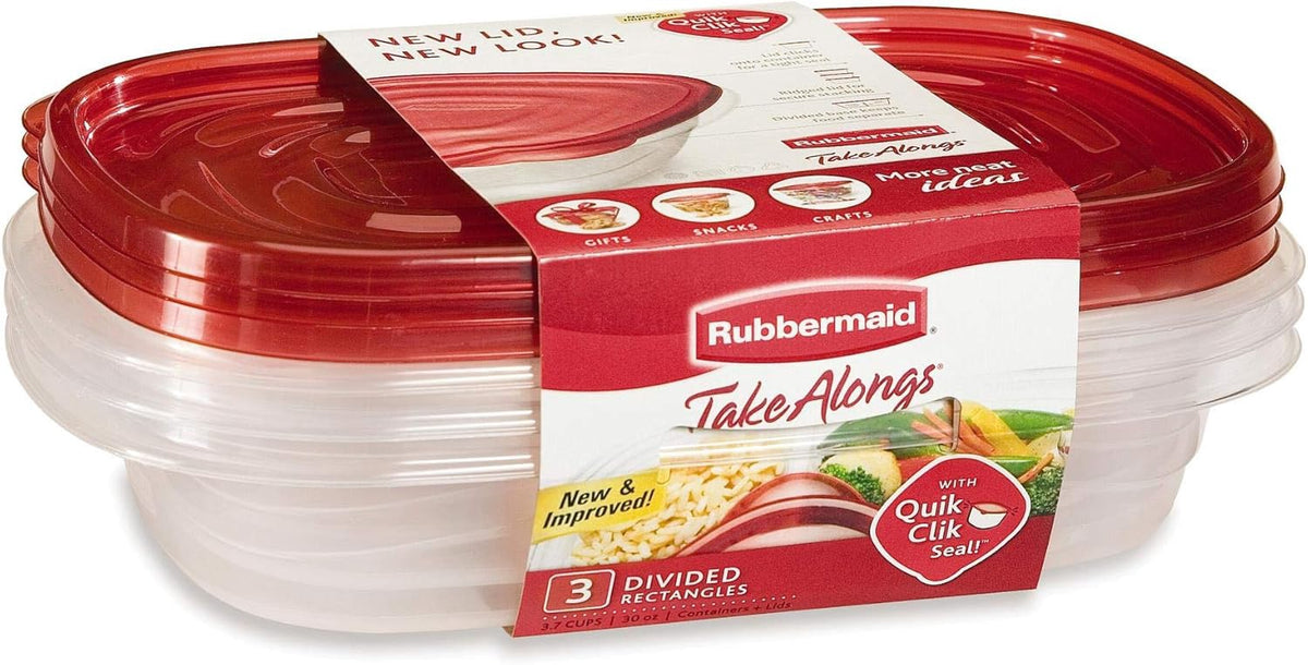RUBBERMAID Food Bowl Take Alongs Rectangles 4CUPS 950ML 3PCS 2093267