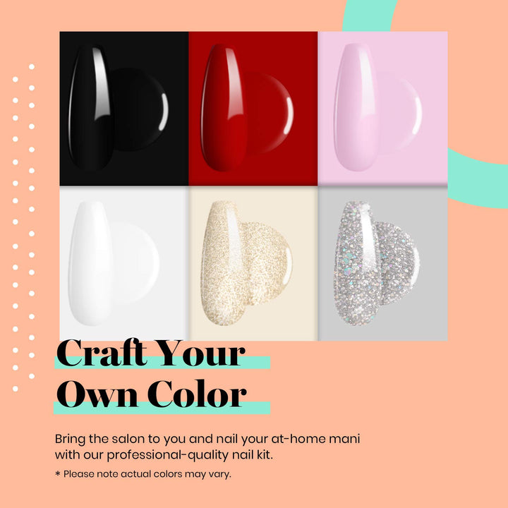 BEETLES Nails Gel Polish Kit W/ 48W Uv Lamp BLACK/RED