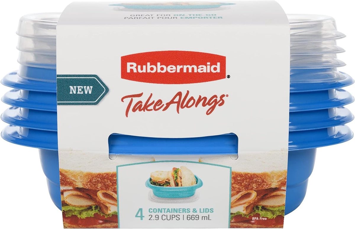RUBBERMAID Food Bowl Take Alongs Meal Prep Sandwich Single Compartment 2.9CUP 669ML 4PCS 2162978