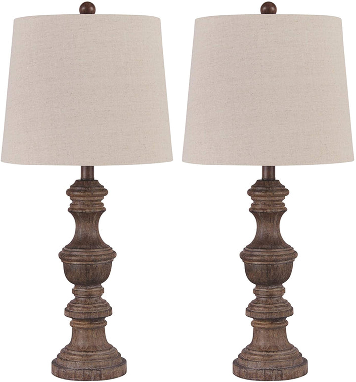 ASHLEY Table Lamp Ahley Signature Design Magaly Cottage Set of 2 Brown 27.65" L276024