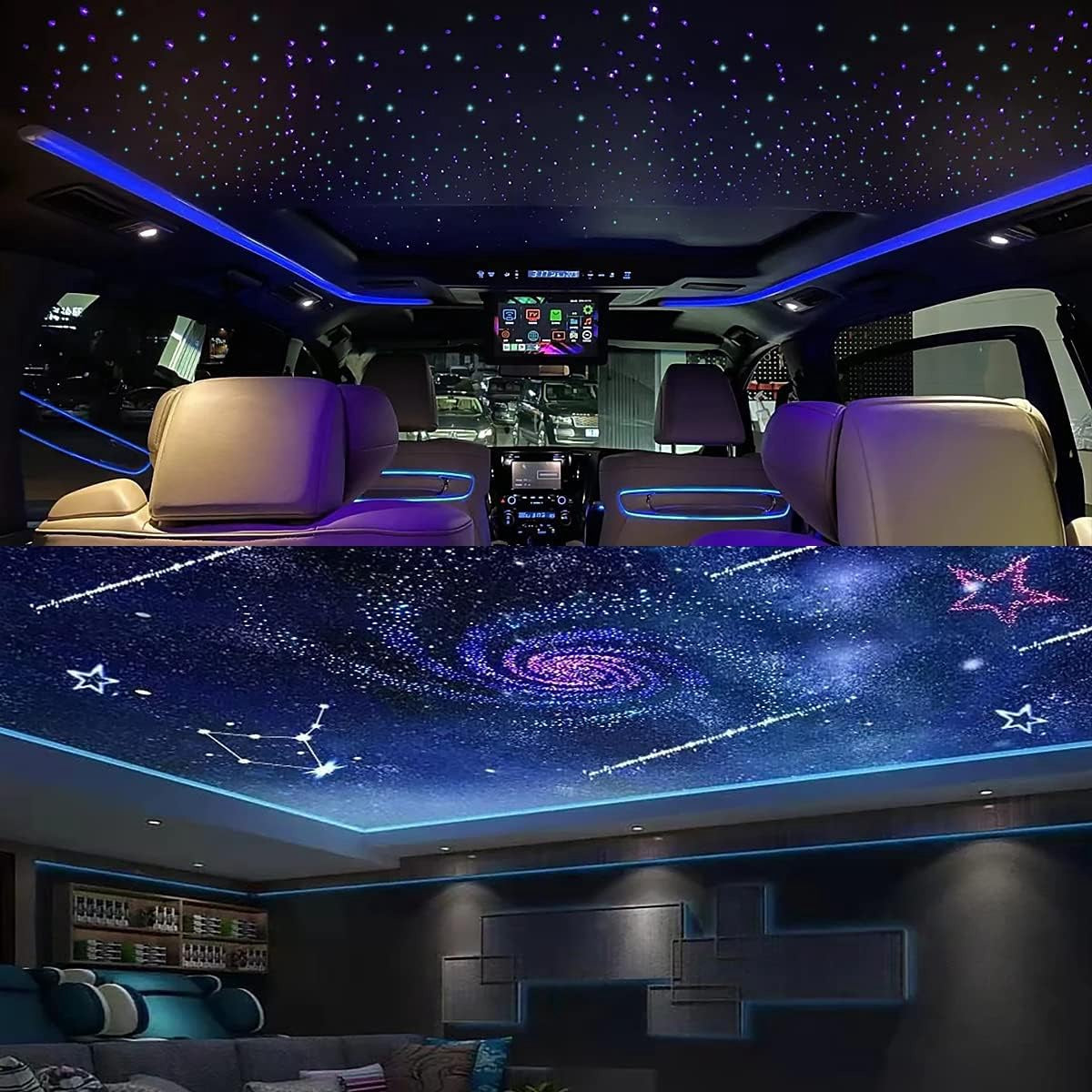 Car LED Fiber Optic Light Kit 750PCS of 9.8FT Mixed Strands 20W Akepo