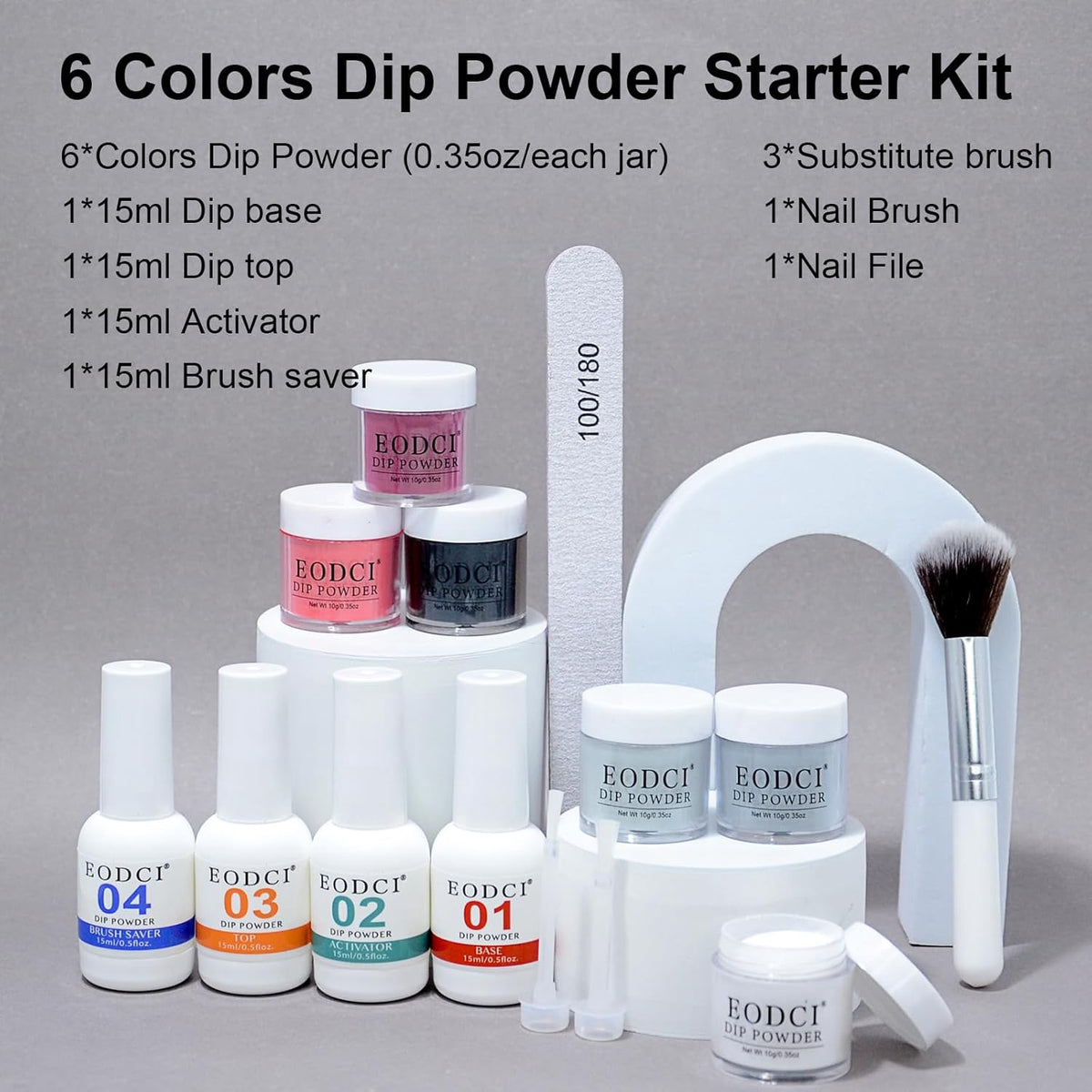 Nails Dip Powder Kit 12PCS Set Eodci