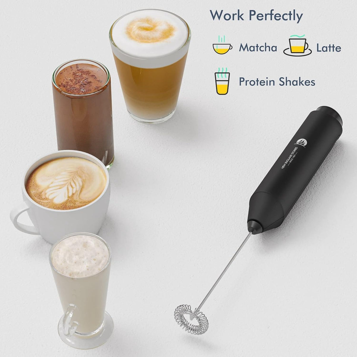 Milk Frother Stainless Steel Whisk SILVER/BLACK