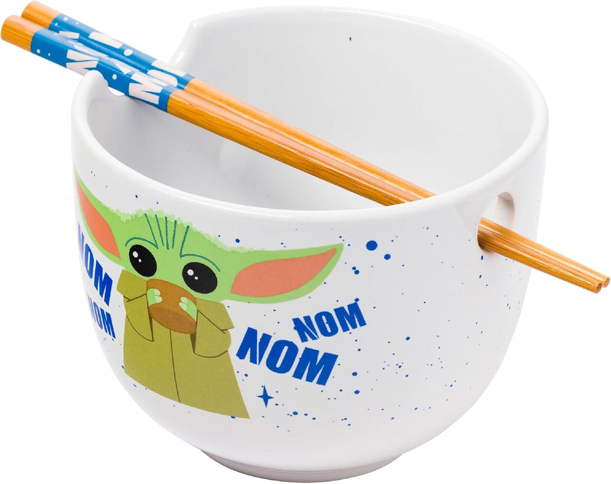 SILVER BUFFALO Ramen Bowl Star Wars Mandalorian Baby Yoda W/CHOPSTICK 20OZ