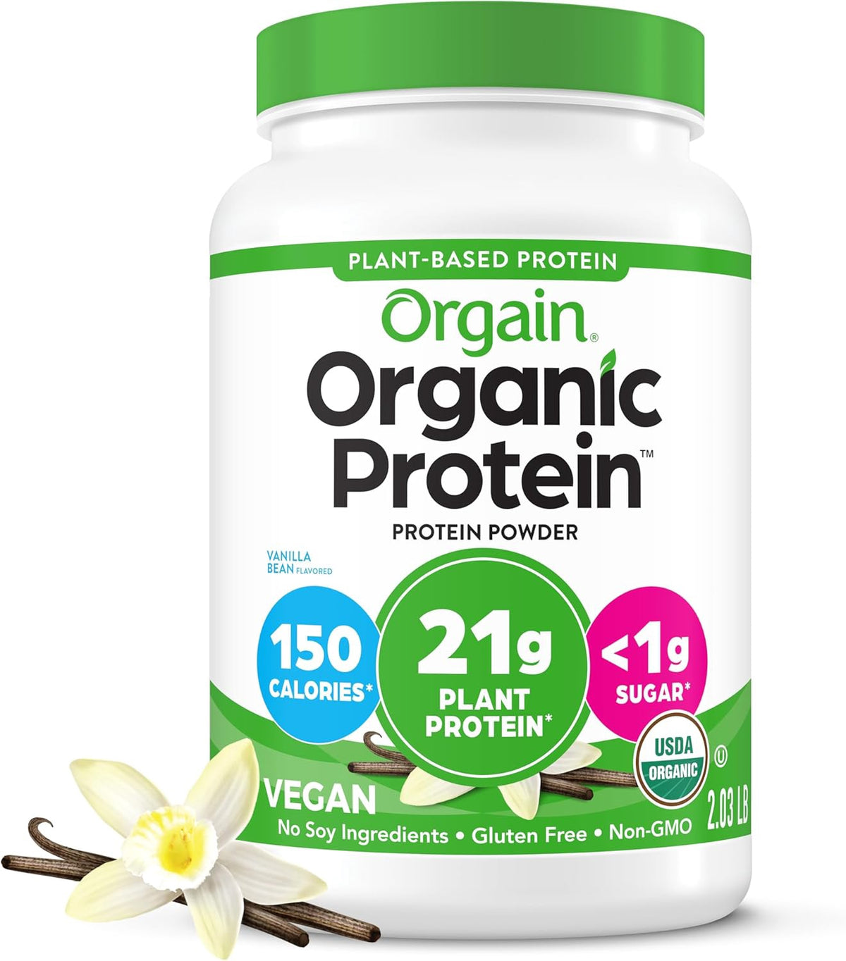 ORGAIN Supplement Protein Powder Organic Vegan Vanilla Bean 2.03LB