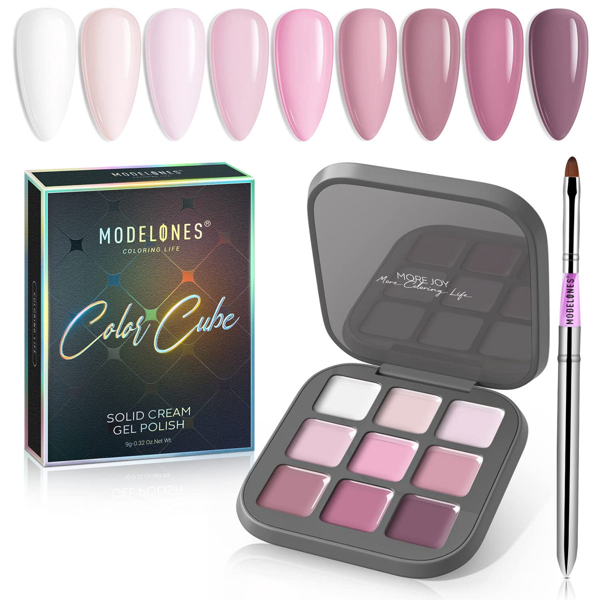 MODELONES Nails Color Cube Crème Gel Polish Set Manicure Palette 9 Colors