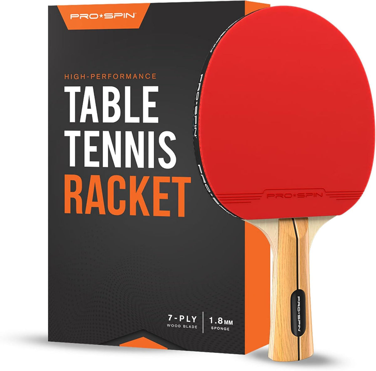 Table Tennis Rackets Pro Spin 1-PLAYER 7-PLY 1.8MM Spong