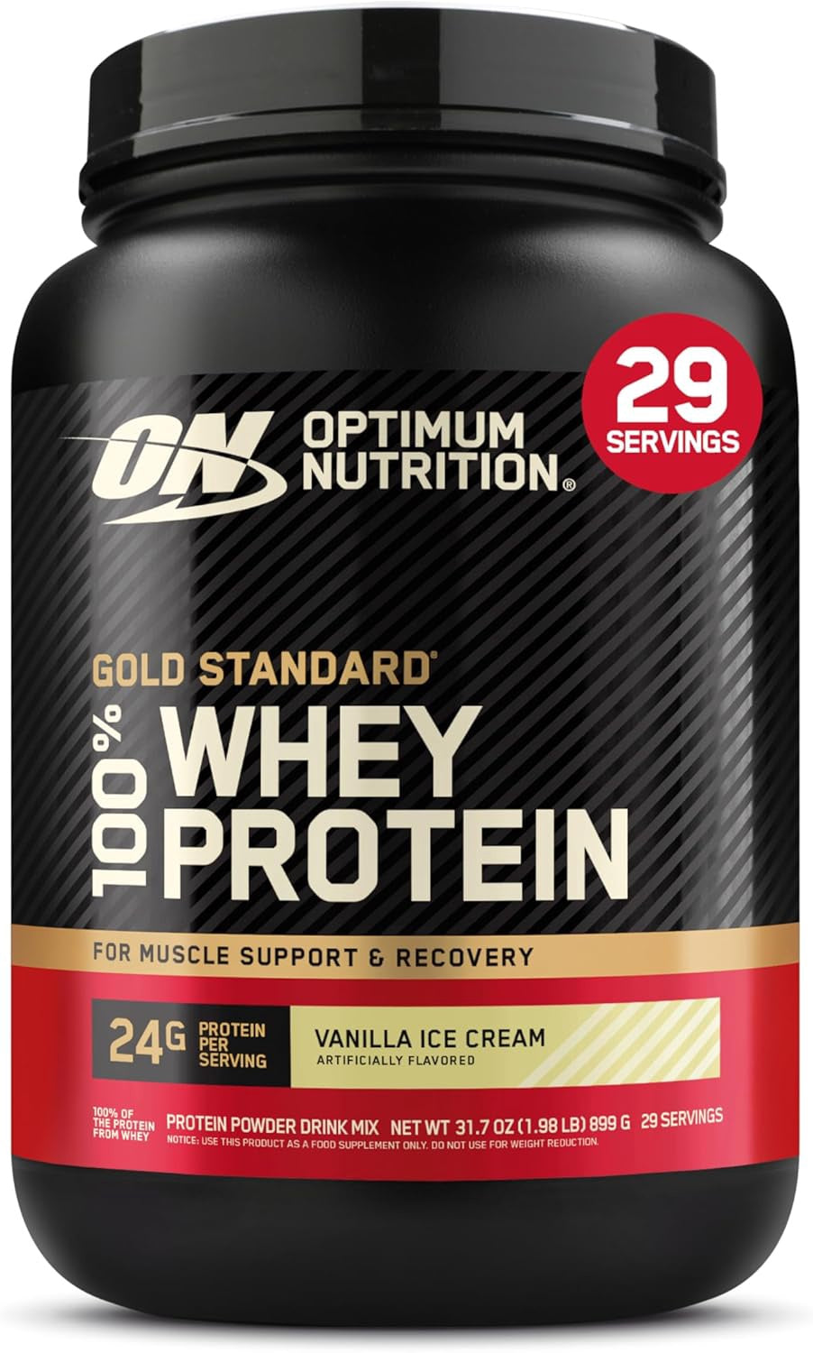 OPTIMUM NUTRITION Supplement Gold Standard Whey Protein Powder Vanilla Ice Cream 2LB