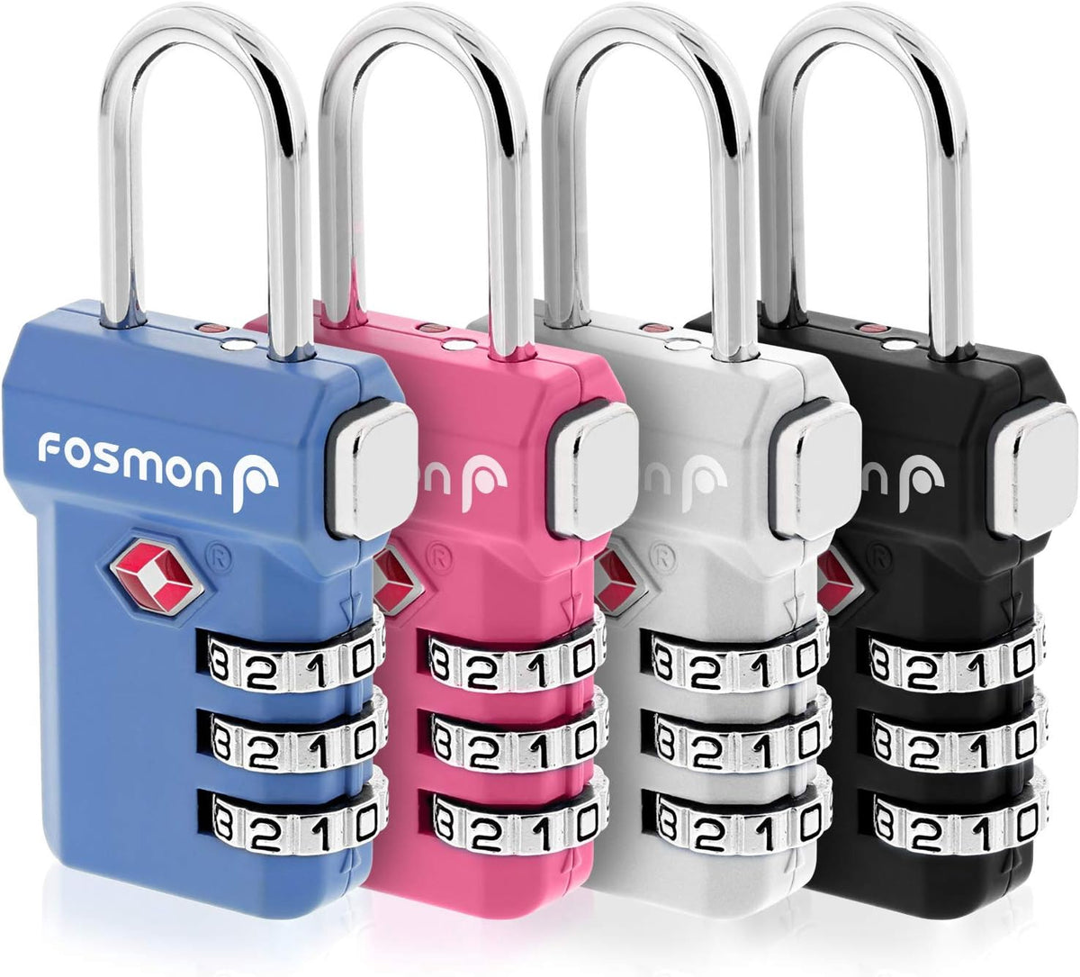 FOSMAN Travel Lock Luggage Tsa Combination 4PACK Multicolor