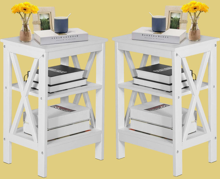End Table Set of 2 Nightstand X-DESIGN Modern White JCT-06