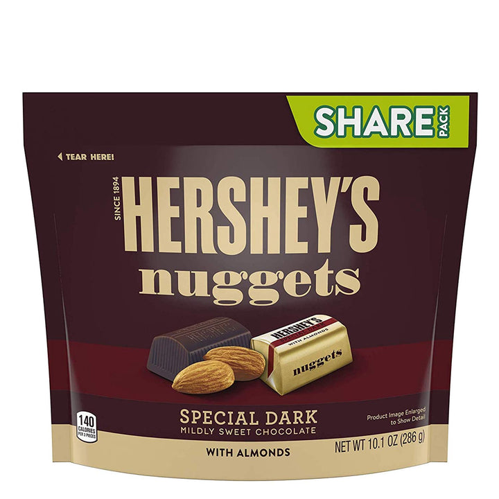 HERSHEY'S Nuggets Special Dark Mildly Sweet Chocolate with Almongs 10.2OZ 286G