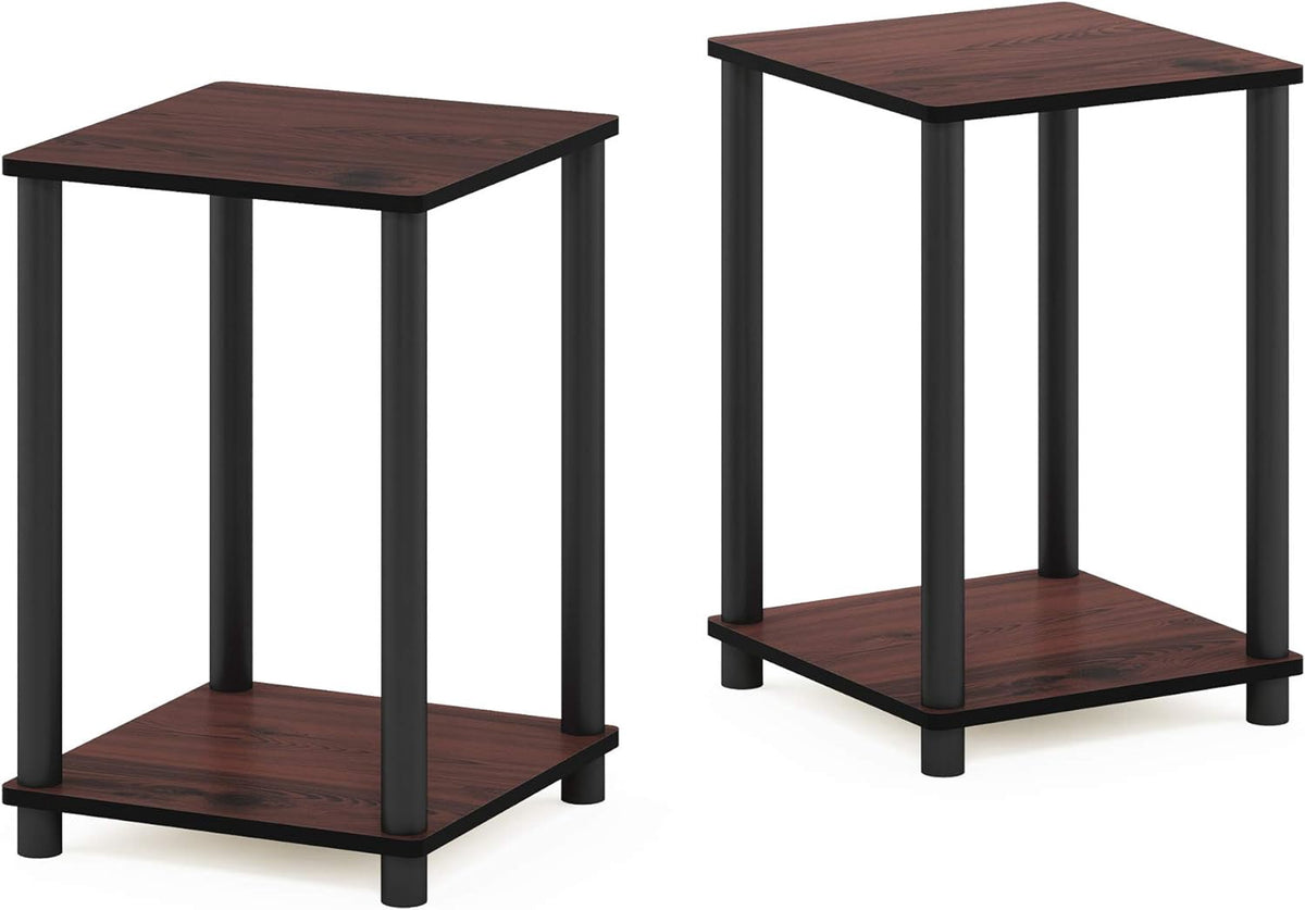 FURINNO End Table Set 2PCS Small Dark Cherry 99800R DC-BK-BK