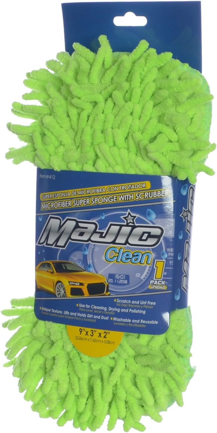 MAJIC Cleaning Cloth Microfiber 412 1PCS Pack 3" X 2" X 9" Super Sponge Mitt