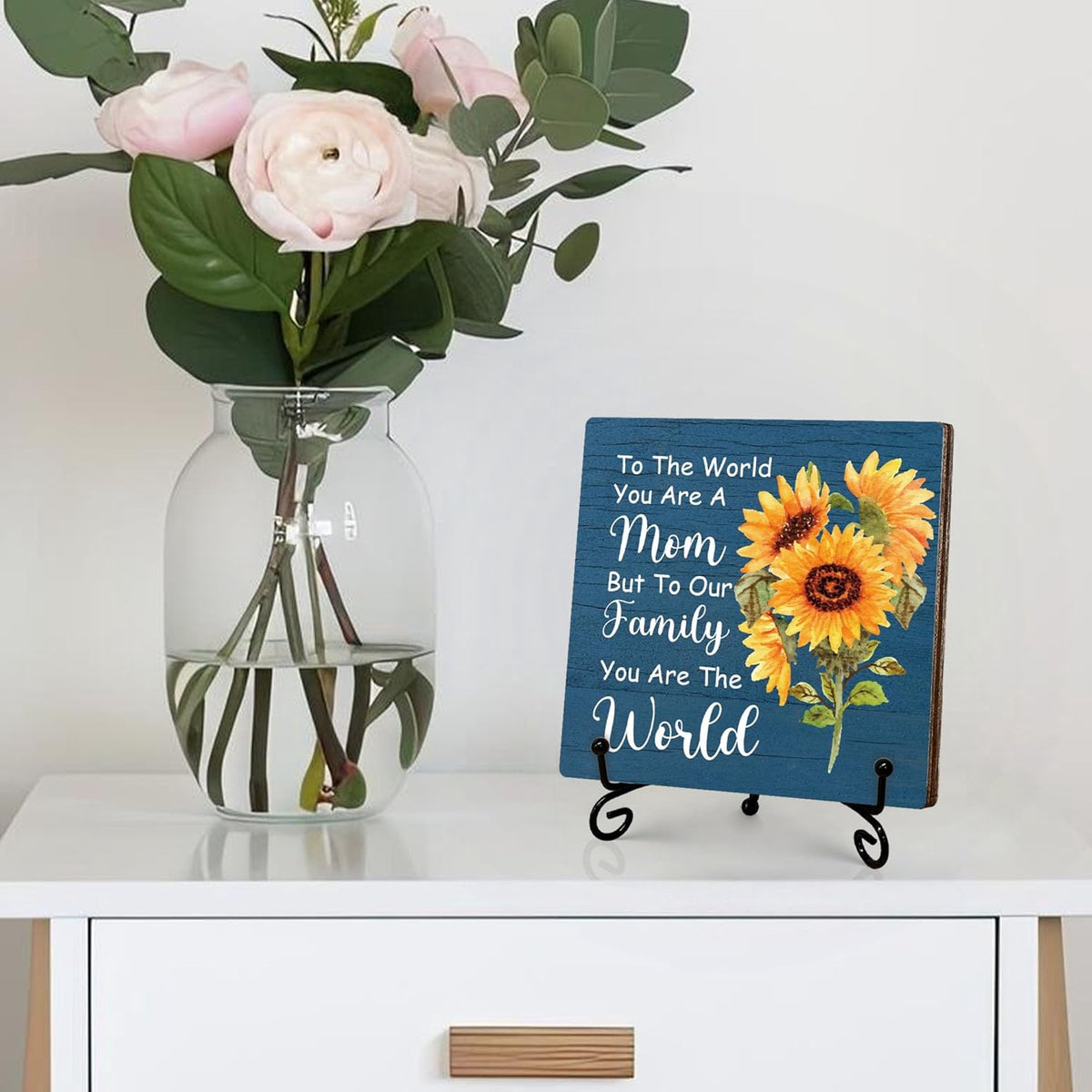 Mother's Day Plaque Wooden Blue 5X5"
