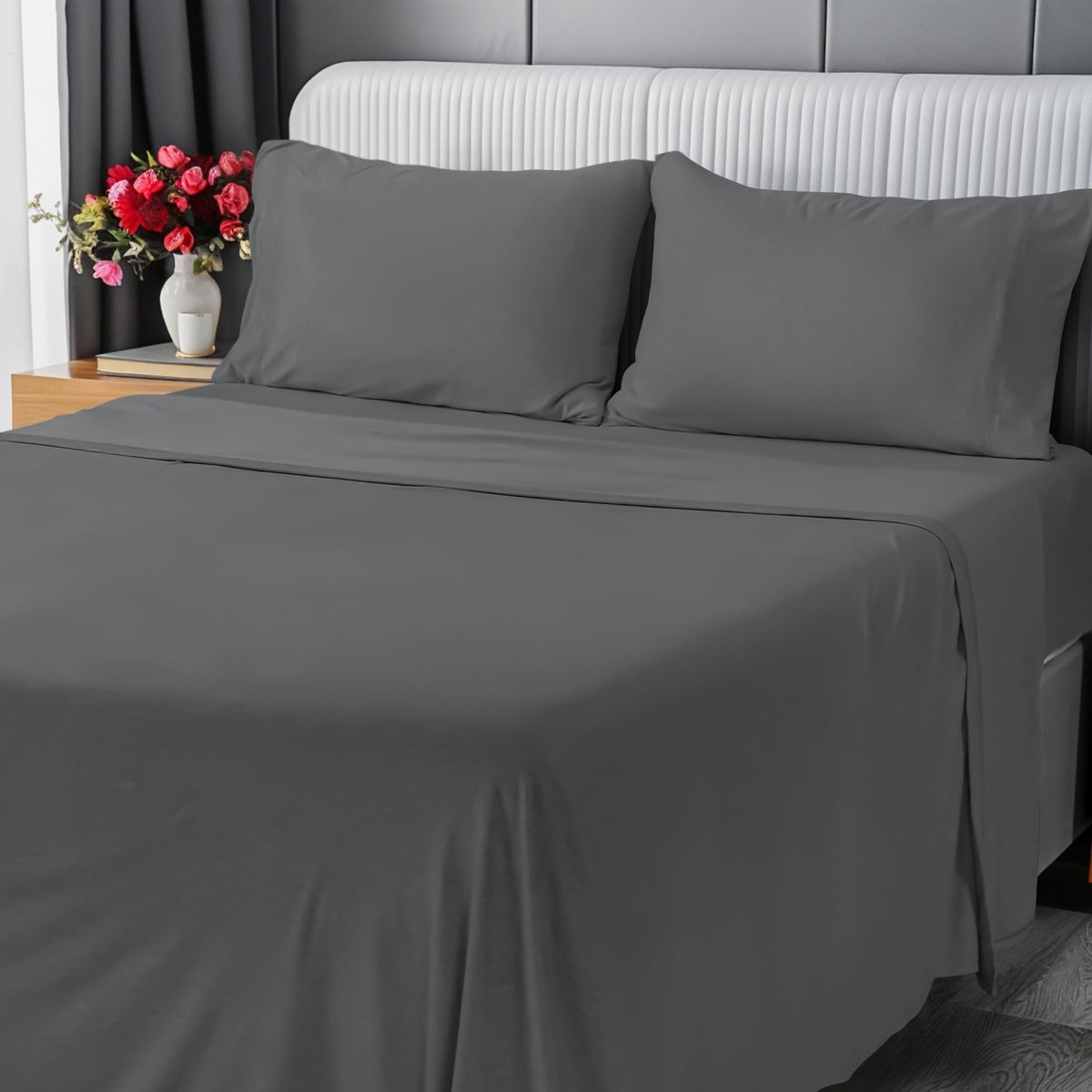 UTOPIA Bedsheet Set Grey King / Full 4PC