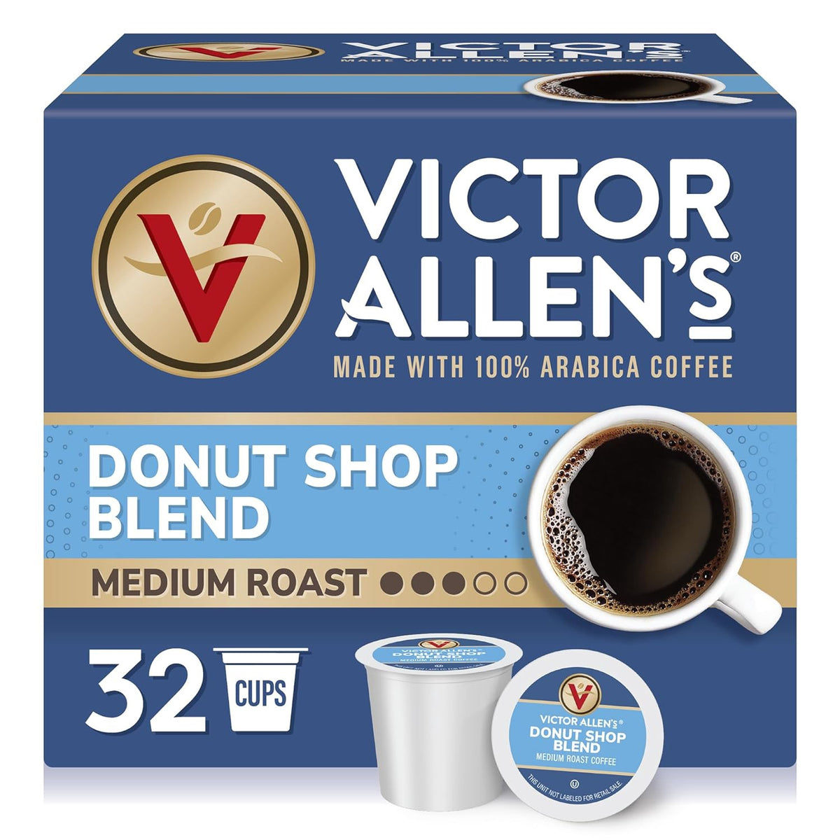 VICTOR ALLEN'S Coffee K-CUP Pods Keurig Donut Shop Medium Roast 32COUNT