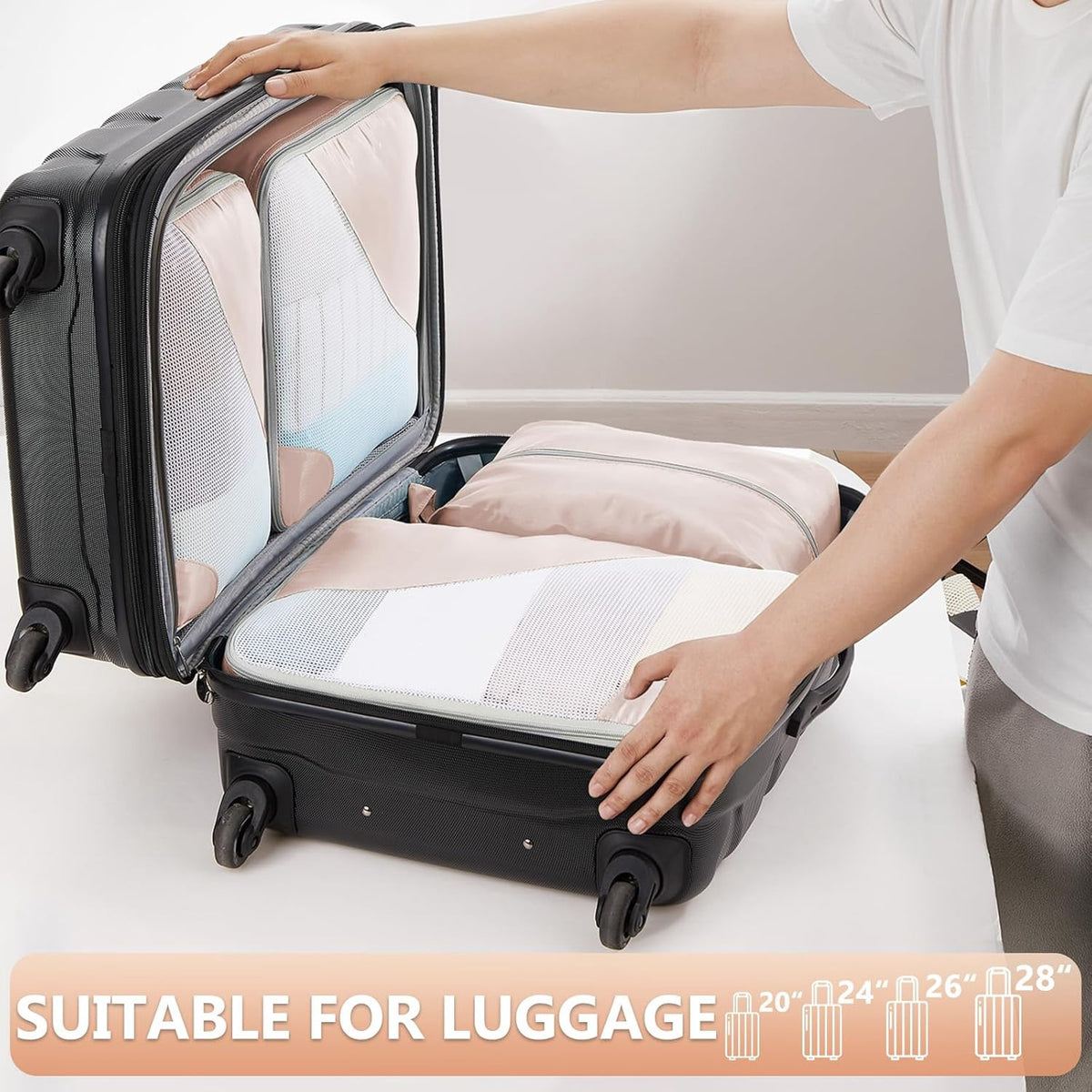 Bag Packing Cube Set 8PC Travel Luggage Beige