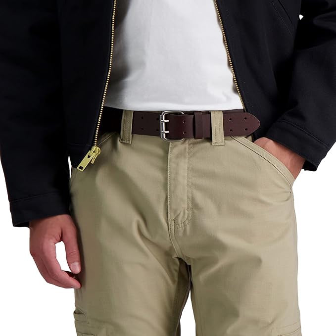 DICKIES Men Belt Leather Double Prong Brown