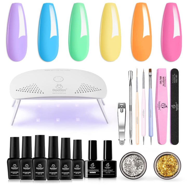BEETLES Nail Gel Polish Kit W/LAMP Pastels / Nude
