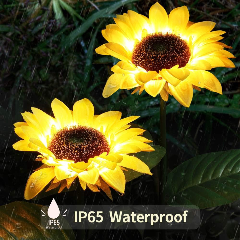 Solar Lamp Lawn LED Kitvona Sunflower 26" 2PCS Pack Garden Decor